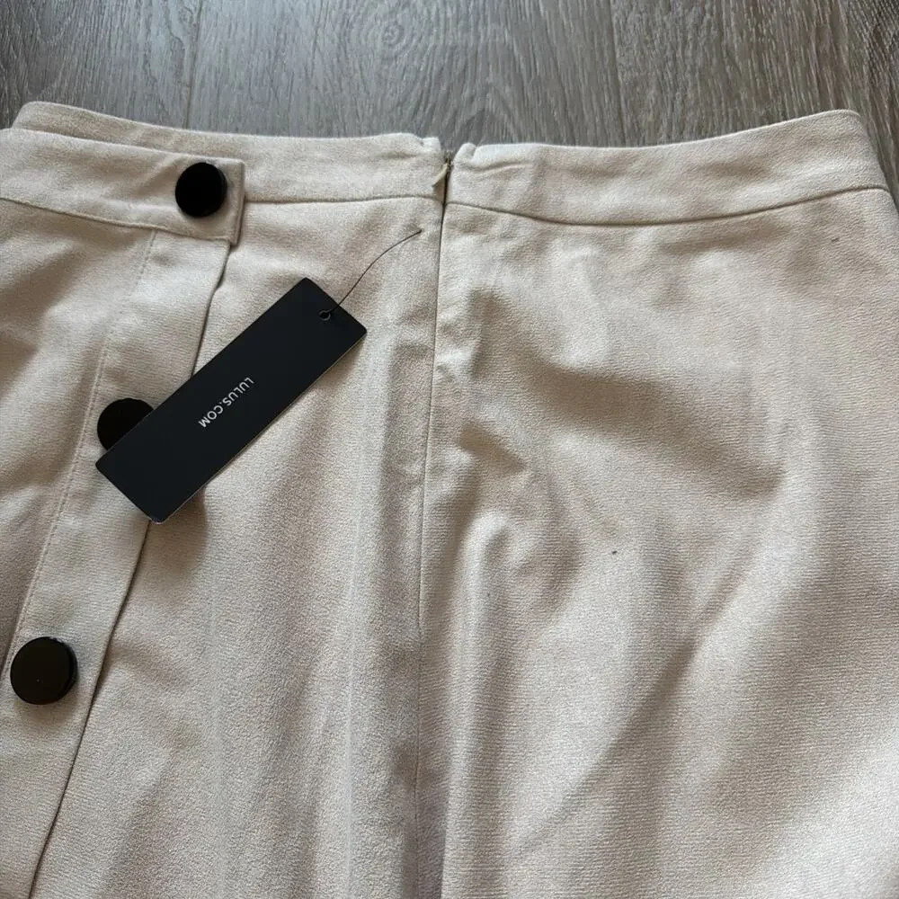 LULUS Vegan Brown Faux Suede Wrap Mini Skirt Small NEW‎